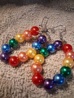 Rainbow 🌈 pearl style earrings