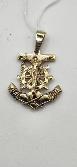 14kt Gold Crucifix Anchor Pendant 5.6G