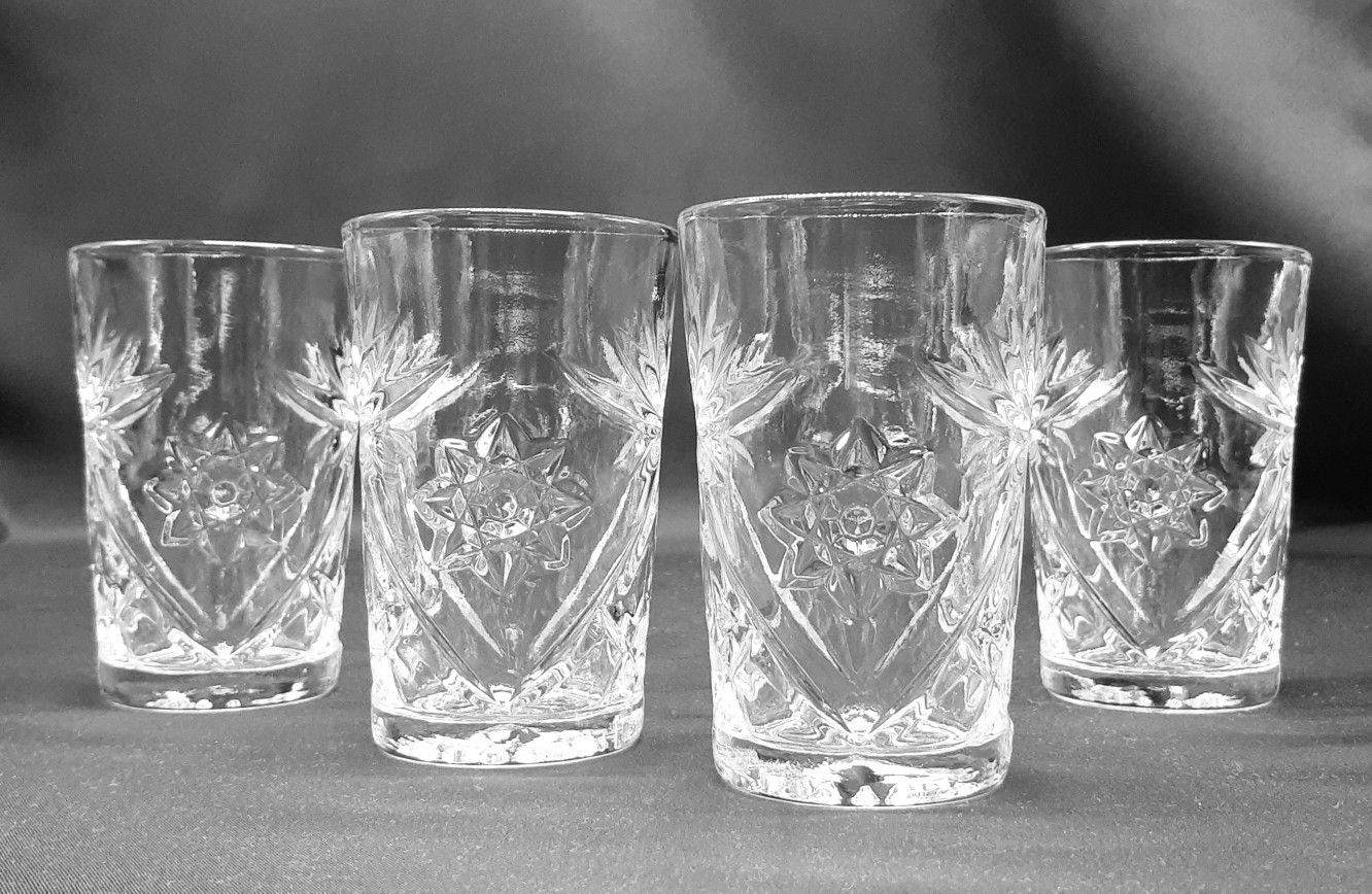Vintage Anchor Hocking Prescut Clear Oatmeal Juice Glass- set of 4