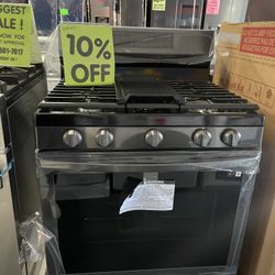 BLACK STAINLESS STEEL SAMSUNG GAS AIRFRYER STOVE