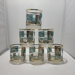 Libbey Southern Comfort Riverboat Small Rocks Glasses Turquoise Set Of 6 (RB)