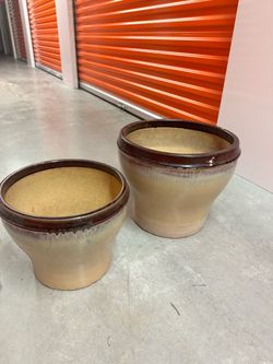 Glazed Ceramic Planters Set of 2