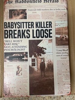 Halloween Haddonfield Herald Tin Sign