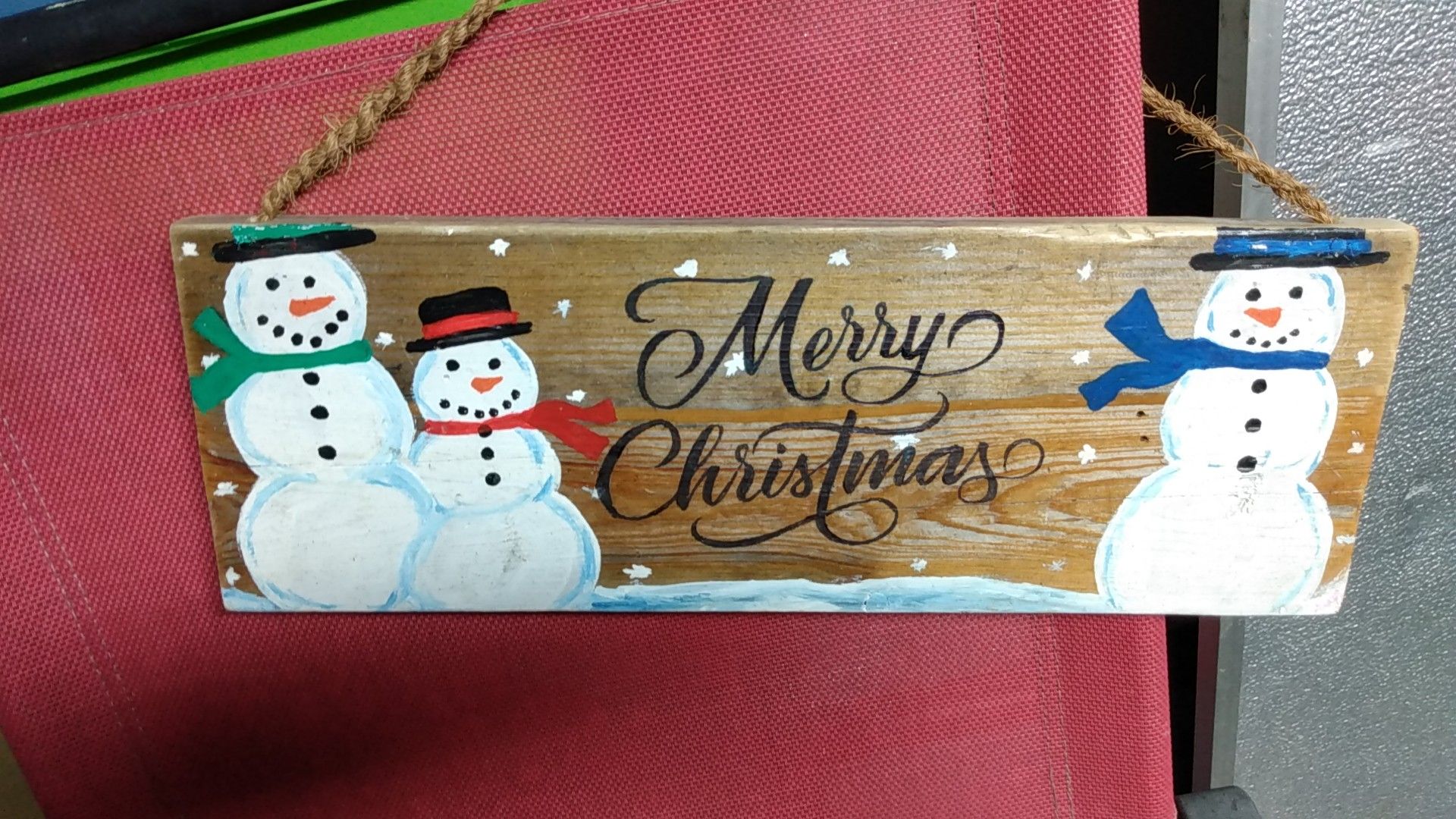 Snowman Christmas Wood Sign