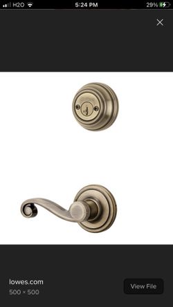 Antique Brass Kwikset Lever Door Lockset - Set Of 2