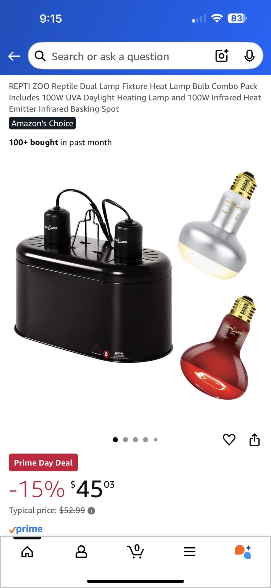 Reptile Dual lamp Pack DAYLIGHT & NIGHT lamp WITH stand