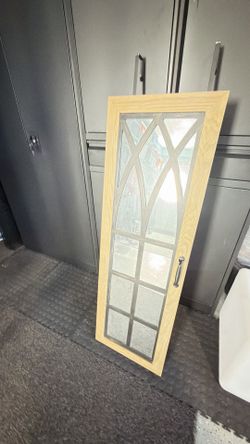 Arched Windowpane Mirrored Jewelry Armoire / Storage Cabinet