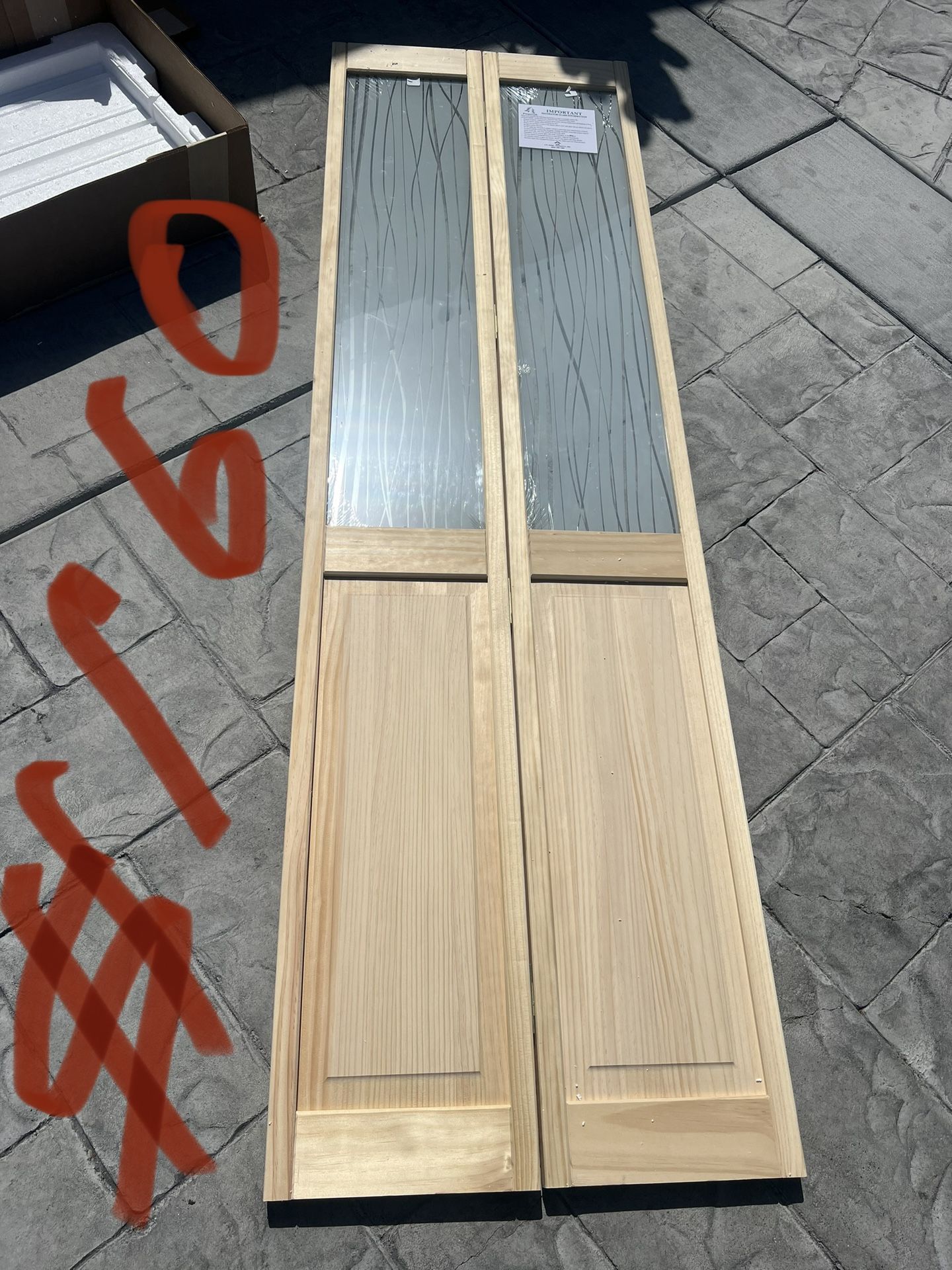 Hermosa Bibold Door Nueva De 24” De Madera Con Vidrio Con Diseño
