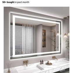 48X36 LED Bathroom Mirror with Lights, Anti-Fog, Dimmable, Backlit + Front Lit, Smart Bathroom Vanity Mirror, Memory Function, Shatterproof, Tempered 