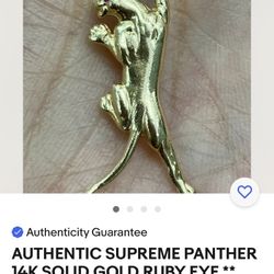 AUTHENTIC SUPREME PANTHER 14K SOLID GOLD RUBY EYE ** PENDANT Only