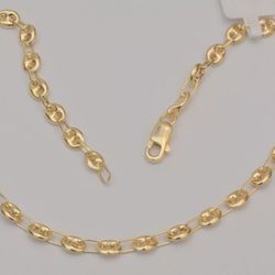 14k yellow gold puffed chain yellow gold puffed mariner bracelet 10 inch anklet