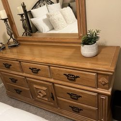 Beautiful Dresser With Mirror And One Nightstand 
