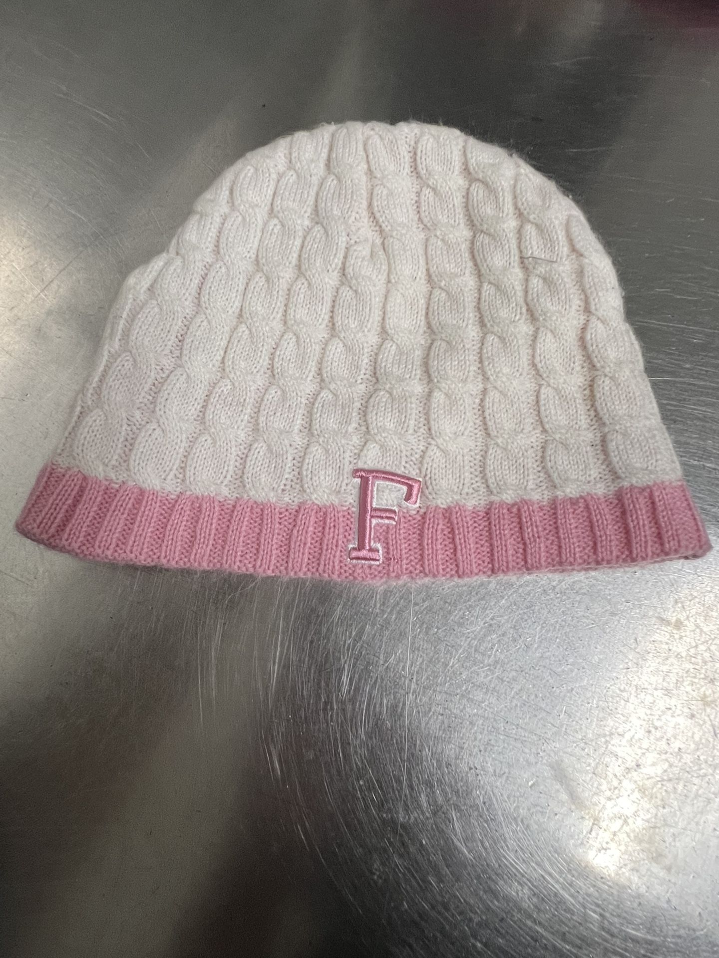 Top of the World University of Florida Womens White & Pink Cable Knit Beanie EUC