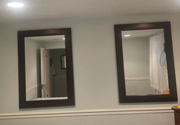 Pair of Dark Wood Framed Wall Mirrors