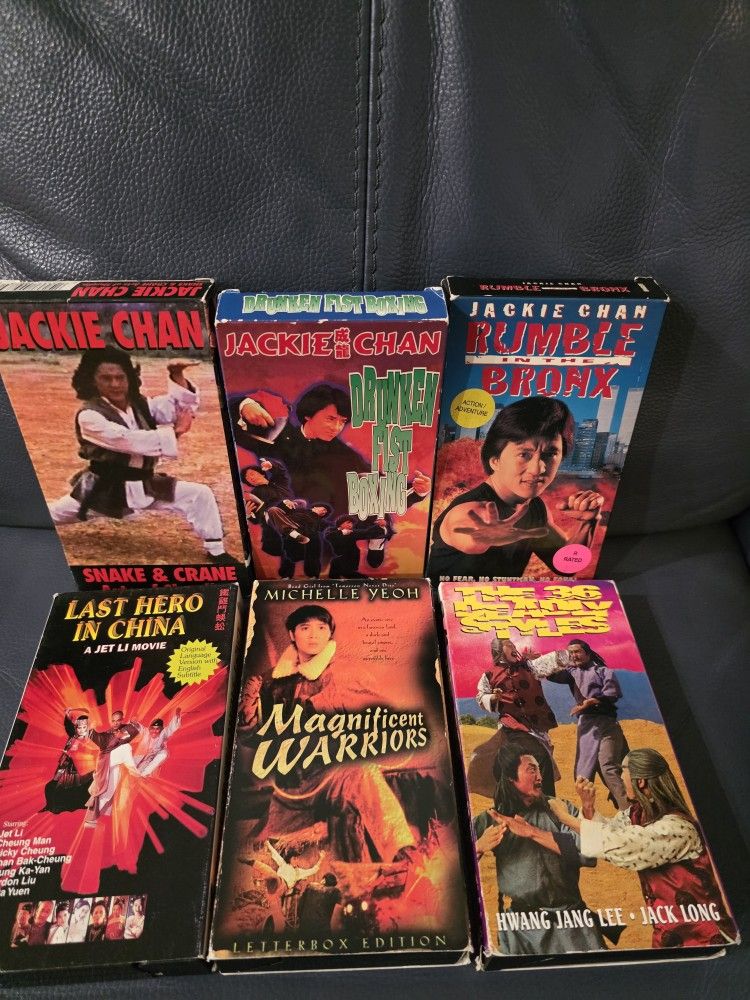 Martial Arts VHS Collection of 6 Jackie Chan, Michelle Yeoh, Jet Li, Hwang Jang Lee, Jack Long