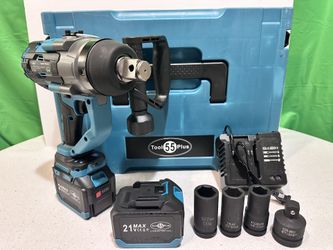 3000 Nm Impact Wrench – 21 V, 2 × 6.0 Ah Batteries, CR-Mo Sockets Set (New)