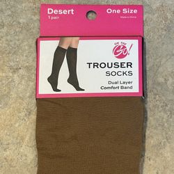 On The Go! Trouser Socks Knee Hight-1 pair Color Desert Brown
