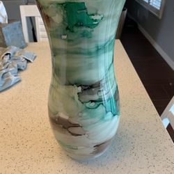 Glass watercolor vase 14.5” tall 6” wide - Vaso Claudia H37