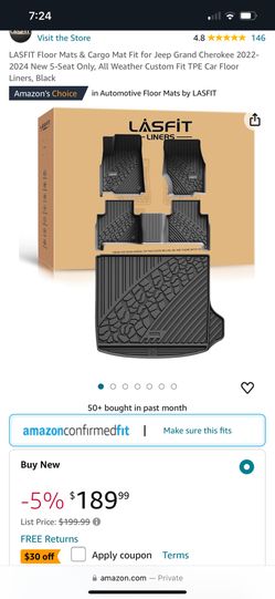 LASFIT Floor Mats & Cargo Mat Fit for Jeep Grand Cherokee 2022-2024