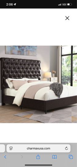 BRAND NEW QUEEN SIZE BROWN LEATHER BED FRAME WITH NEW MATTRESS/FAST DELIVERY