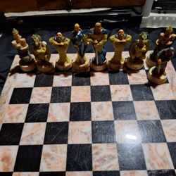 Chess Wizards & Dragons /  Chessboard Marble Double Side  Board