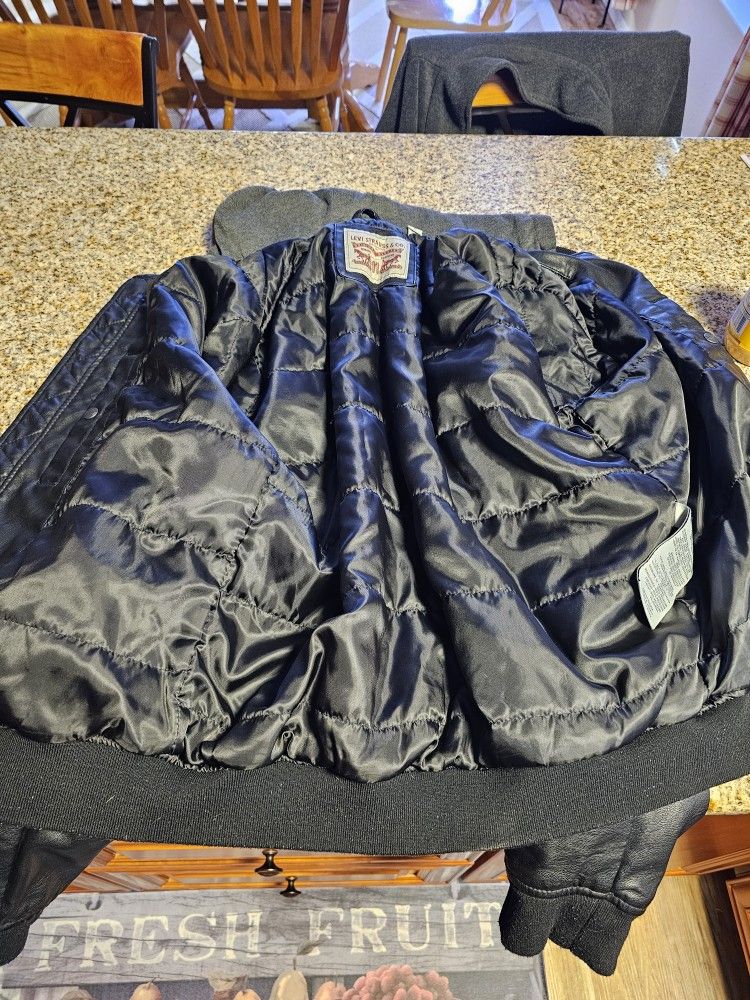 Levi's Men's Leather Jacket W/ Hood