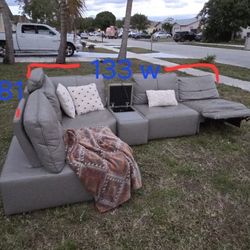 City Furniture Automatic Recliner Gray Leather Couch