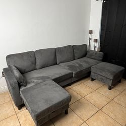 FOR SALE: Gray Corduroy Sofa