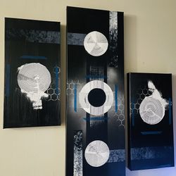 Glowing Hand painted 3 Piece Abstract