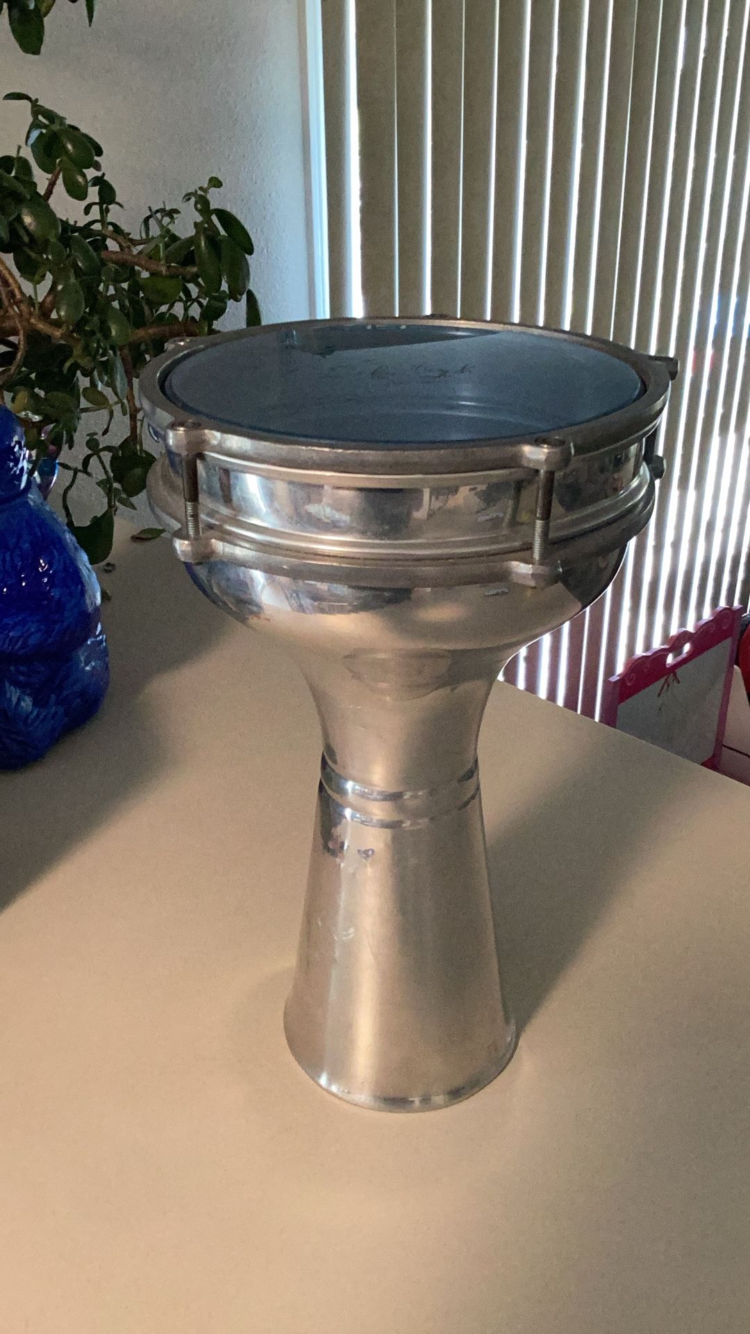 Turkish Metal Darbuka Drum 15” Tall. 9” Wide