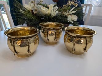 3 Decorative Brass Pots $20