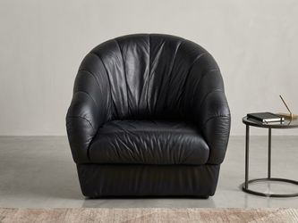 Black Leather NAT109 Swivel Armchair