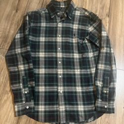 Ralph Lauren Green White And Red Plad Button Up Dress Shirt.