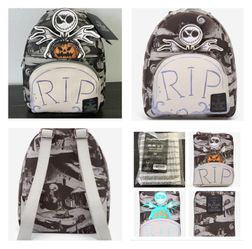 DISNEY Loungefly Nightmare Before Christmas RIP Mini Back & GLOW Wallet (NWT)