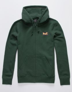 HUF Worldwide Men’s 1993 Full Zip Hoodie Dark Green Brand New DS