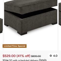 36” Ottoman Macy’s Radley Heavenly Mocha Grey