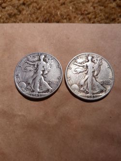 2  walking liberty half dollars - VF
