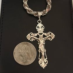 Silver  Cross Rosary Pendant 925