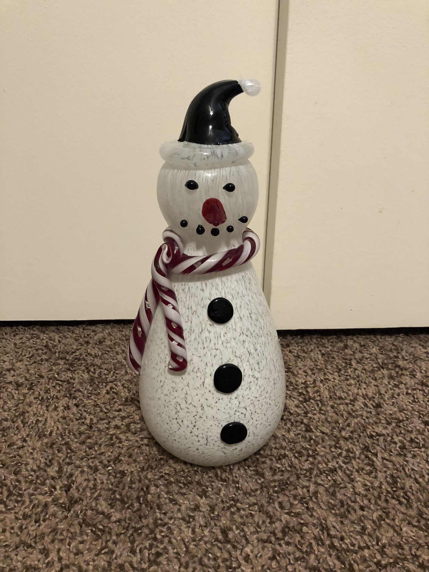 Glass Snowman Christmas Holiday Decor