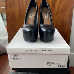 Black Leather Steve Madden Heels
