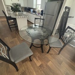 Glass Round Table W 3 Chairs