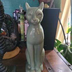 Jade Ceramic Cat Statue 1 Ft