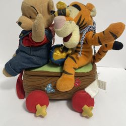 Disney Winnie the Pooh and Tigger Plush on Wagon  Animated Plush Not Working