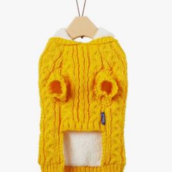 Yellow Knit Dog Hooded Sweater 