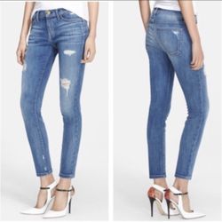 CURRENT/ELLIOT Benett Destory Wash The Stiletto Distressed Ripped Skinny Jeans