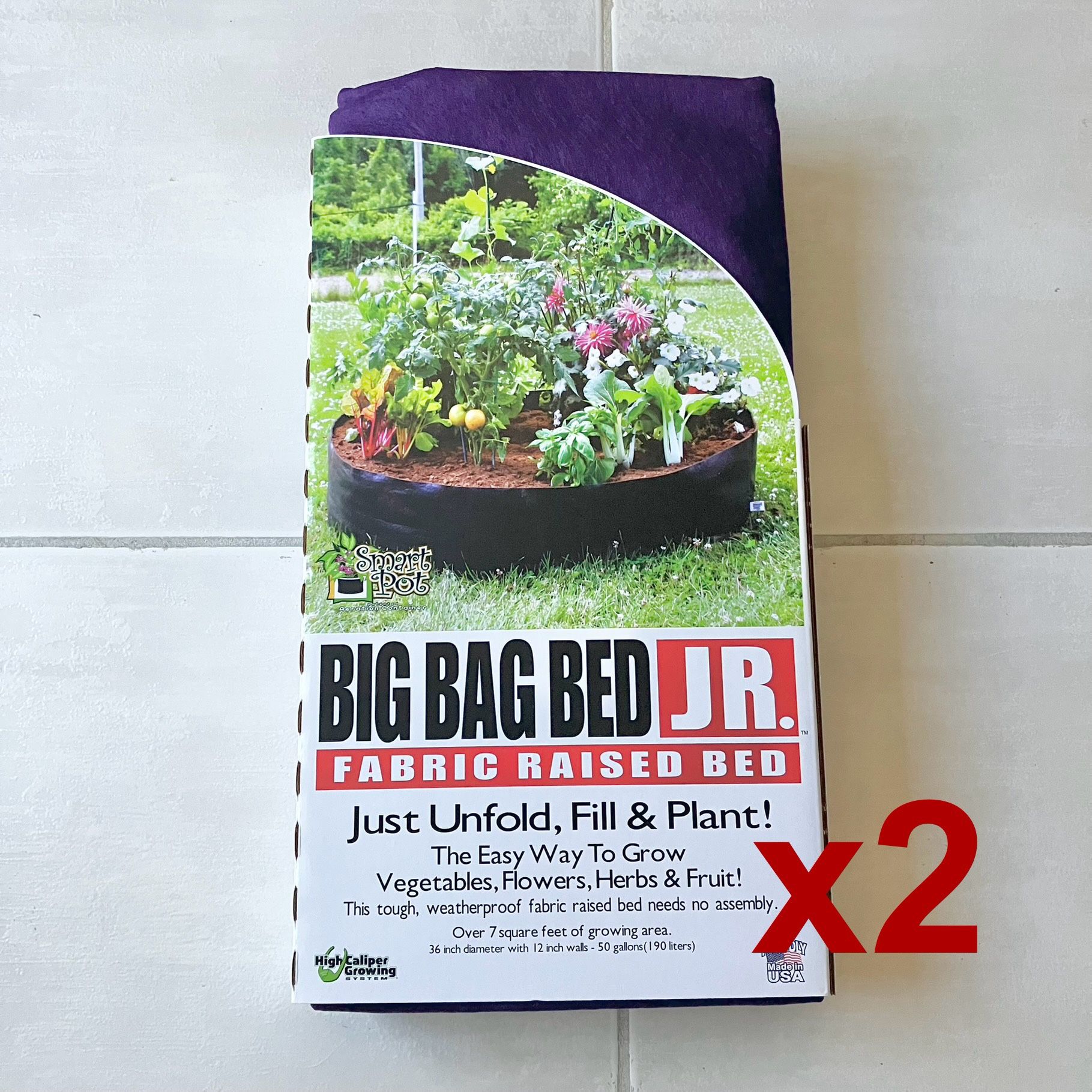 2 Smart Pot Big Bag Bed JR. Fabric Raised Bed - 50 Gallons (36″ x 12″)