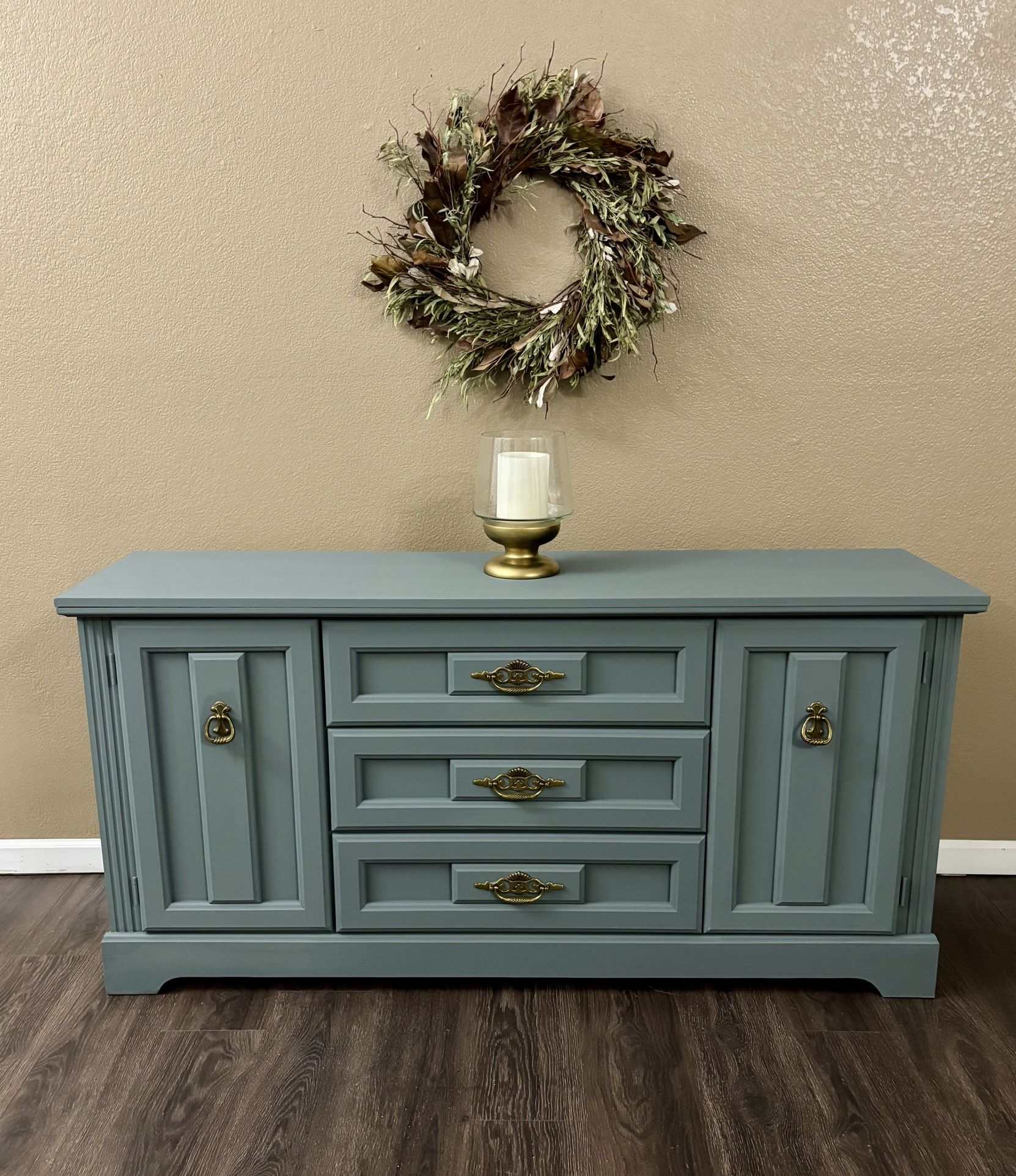 💚 Teal green Buffet sideboard tv stand dresser entryway accent table console cabinet entrance hall boho mcm