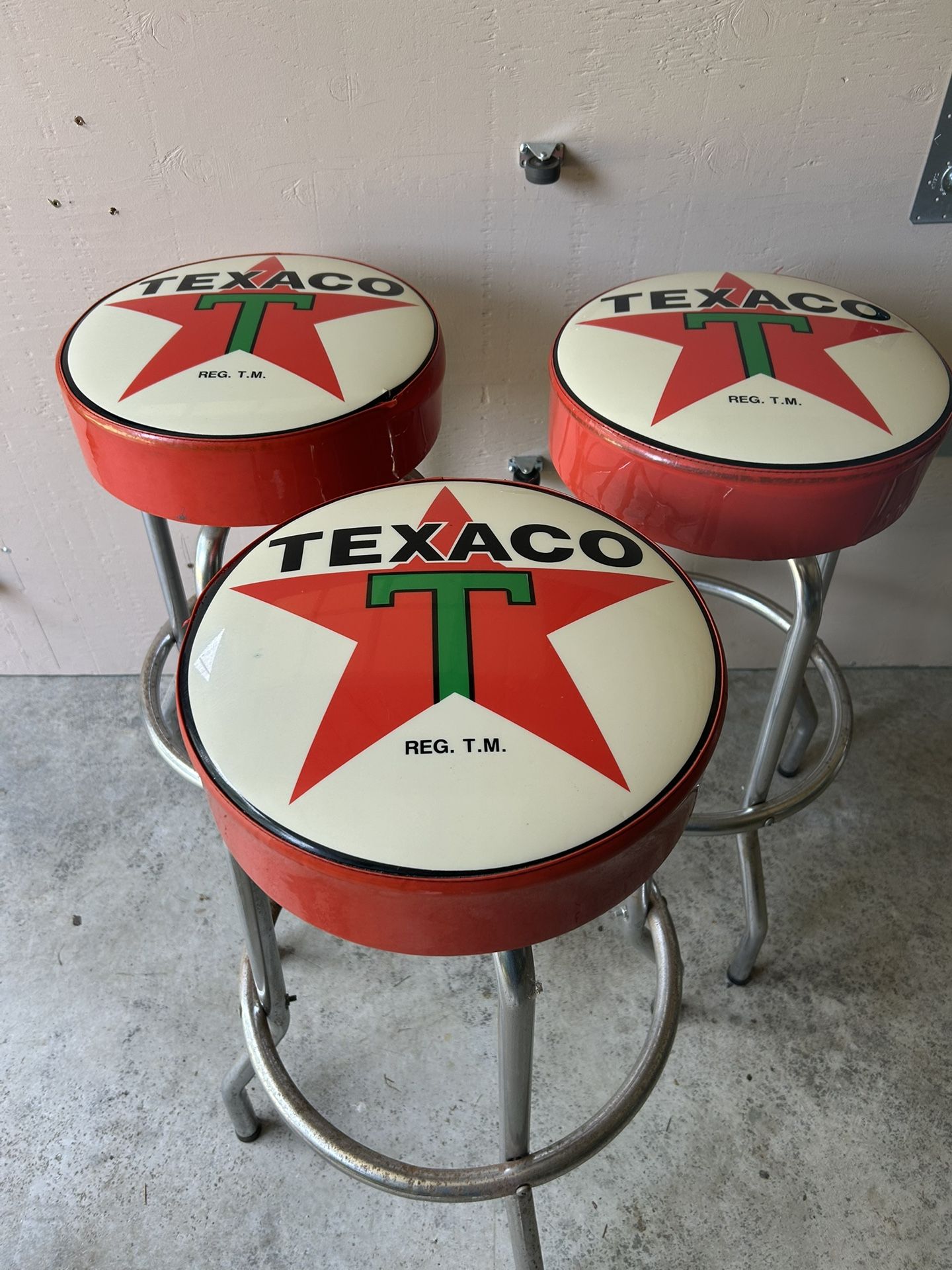3 Vintage Texaco Bar Stools