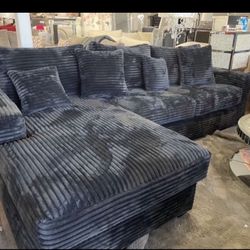Brand New Plush Corduroy Lined Fabric Plush Sectional 