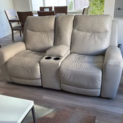 Mindanao Dual Power Leather Reclining Loveseat with Console